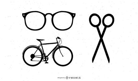 Misc objects silhouettes set