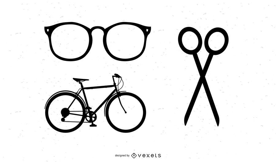 Misc objects silhouettes set Misc objects silhouettes set