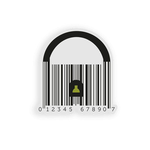 Green codebar padlock PNG Design