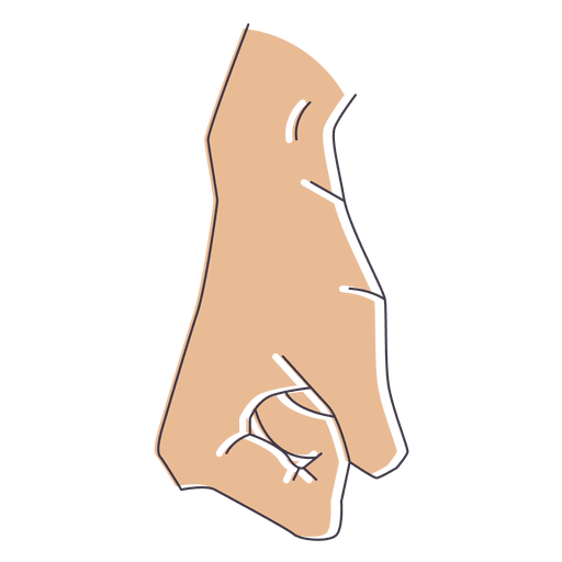 Hand gesture fist fingers with stroke PNG Design
