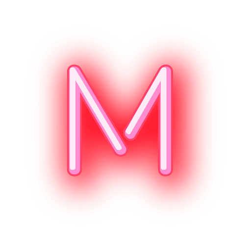 Letterhead red neon letter m