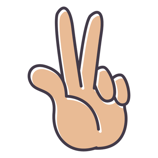 Mão dedos da paz com traço grosso Desenho PNG