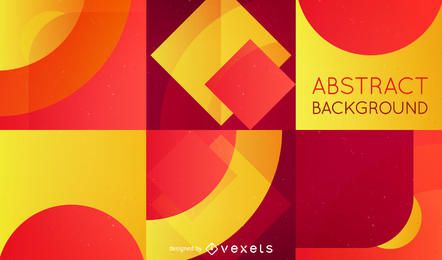 Fundo abstrato com formas retrô em vermelho e amarelo