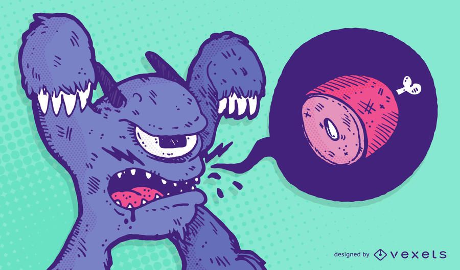 Hungry monstruo ilustración Hungry monstruo ilustración
