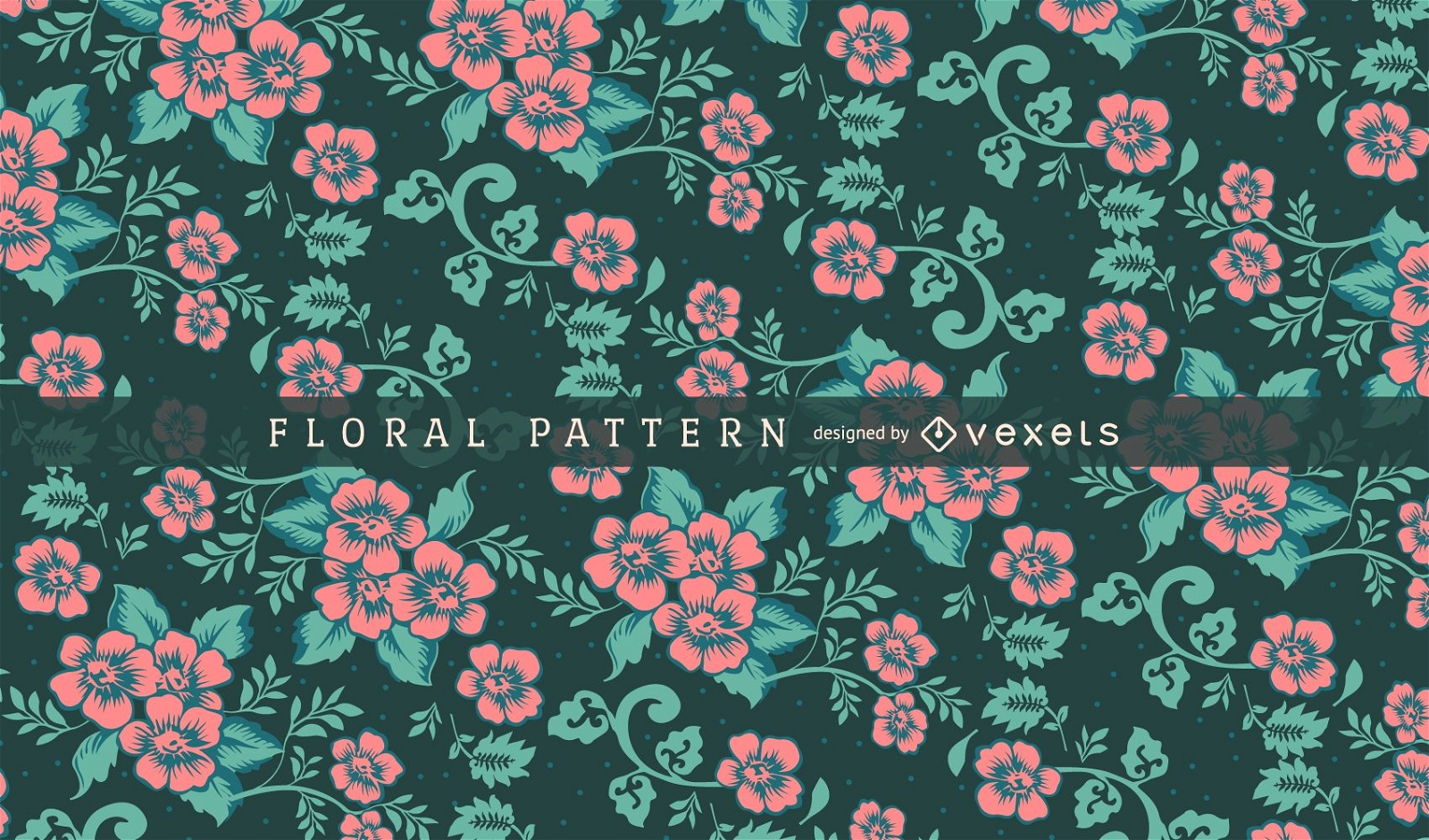Green and pink floral pattern