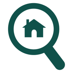 Logotipo de lupa inmobiliaria