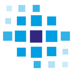 Blaues pixiliertes Fliesenlogo PNG-Design