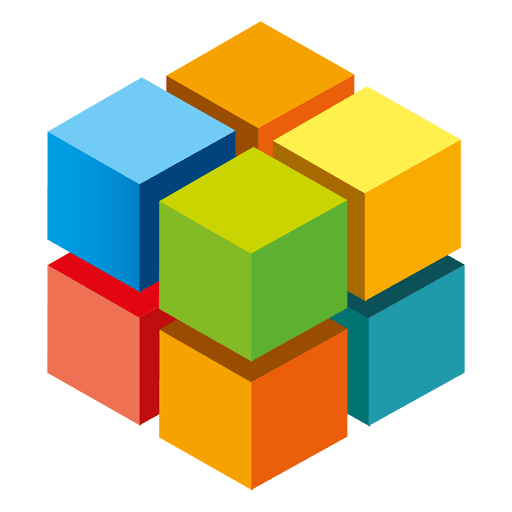Logotipo colorido dos cubos 3D Desenho PNG