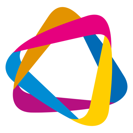 Icono de triángulos de órbita colorido Diseño PNG