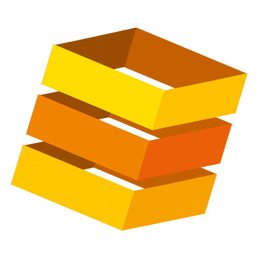 Logo de cajas 3d naranja Diseño PNG