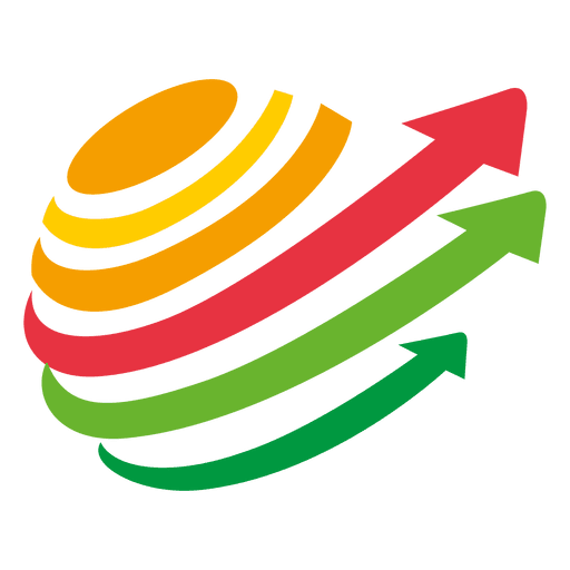 Logotipo de flechas multicolor girando Diseño PNG