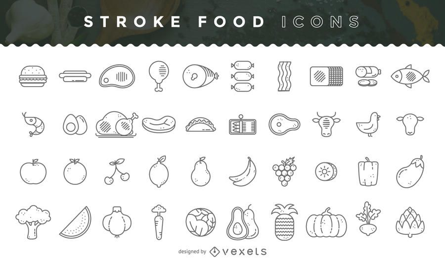 Stroke food icon pack Stroke food icon pack
