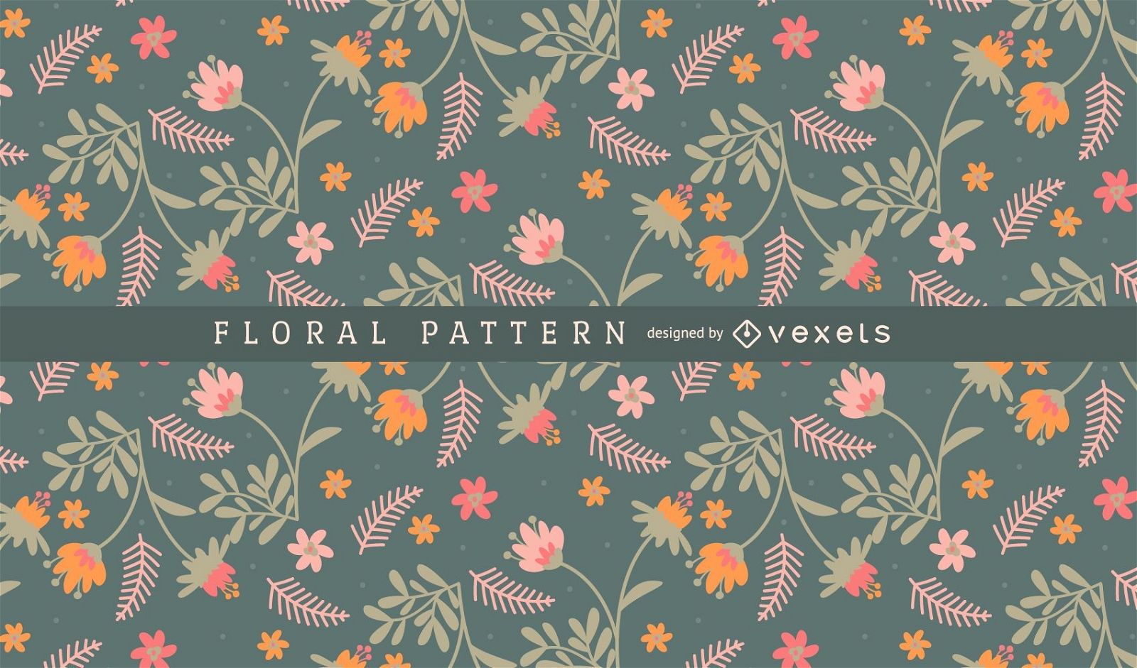 Flowers and leaves pattern background