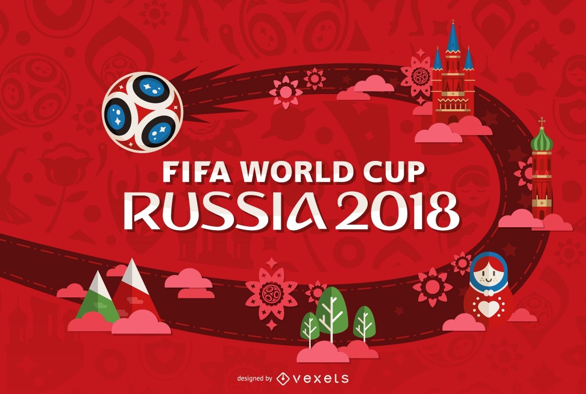Design da Copa do Mundo da Rússia 2018 em vermelho