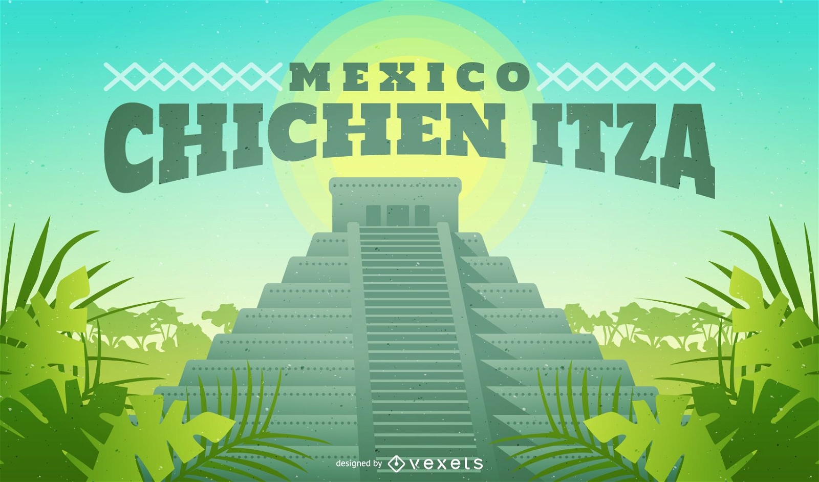 Chichen Itza Mexico illustration