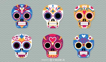 Day of the Dead mexican skulls illustration