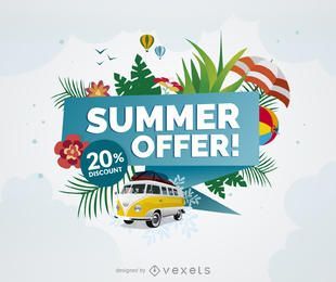 Cartel promocional de oferta de verano.