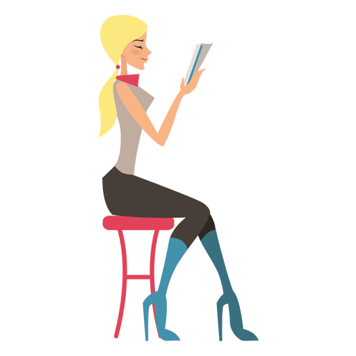 Blondes Mädchen liest PNG-Design