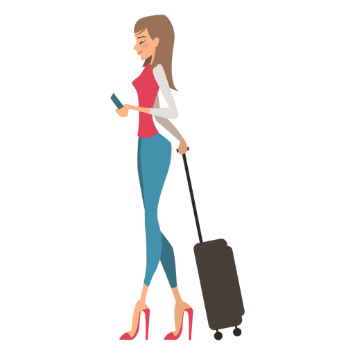 Girl carrying luggage PNG Design