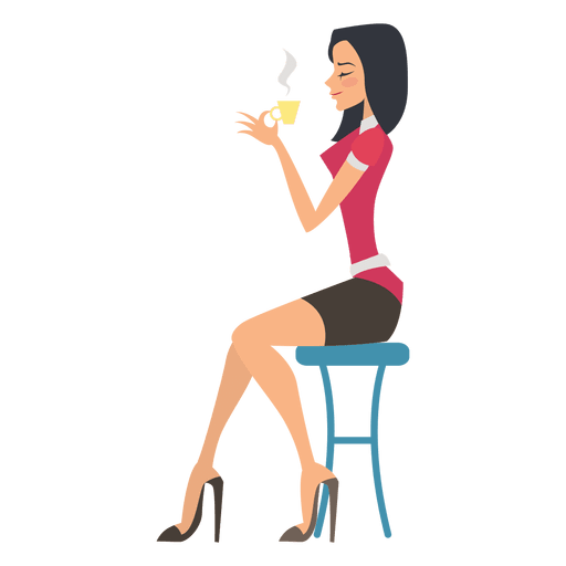 Girl drinking tea PNG Design