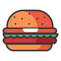 Ícone plano de hambúrguer de fast food Desenho PNG