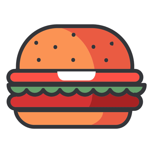 Fast Food Hamburger flache Ikone PNG-Design