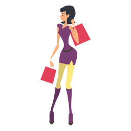 Einkaufendes Mädchen das Taschen trägt PNG-Design