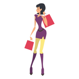 Shopping girl carrying bags PNG Design Transparent PNG