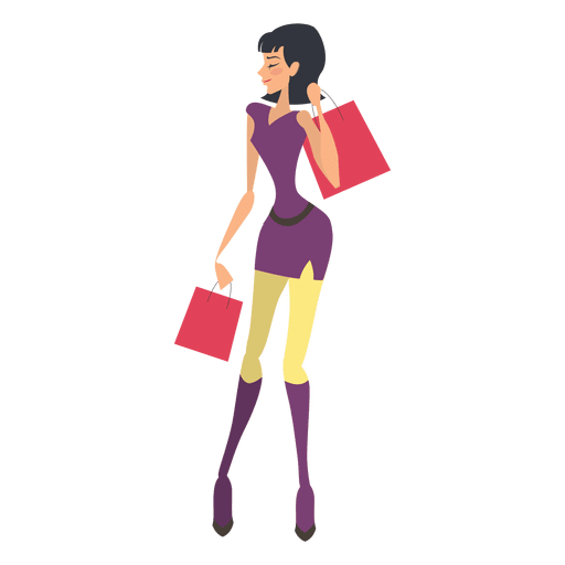 Shopping girl carrying bags PNG Design