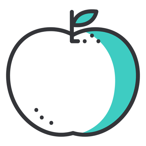 Ícone de traço de maçã com sombra verde Desenho PNG