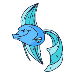 Dibujos animados de pescado azul Diseño PNG