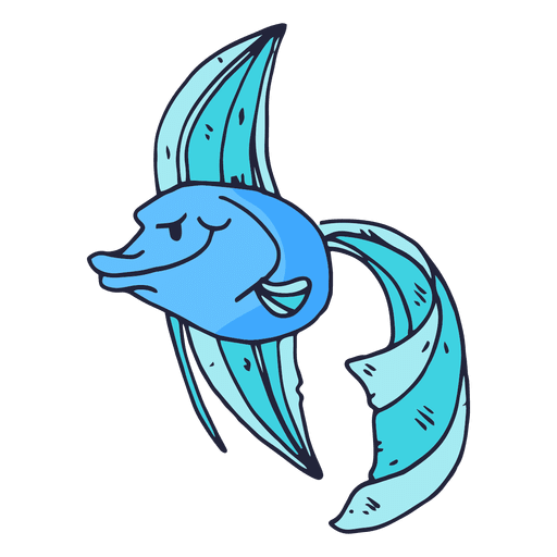 Blue fish cartoon PNG Design