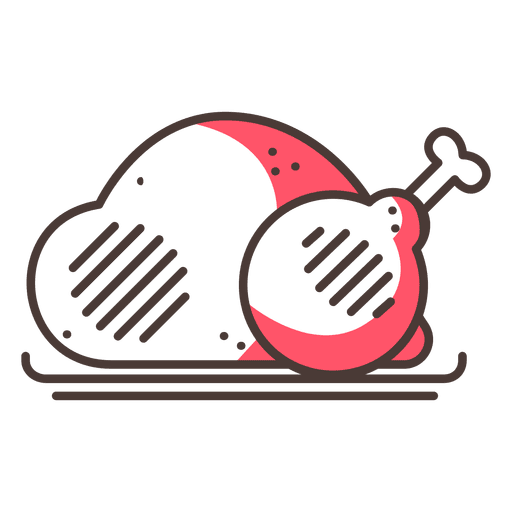 Icono de trazo de pollo asado Diseño PNG