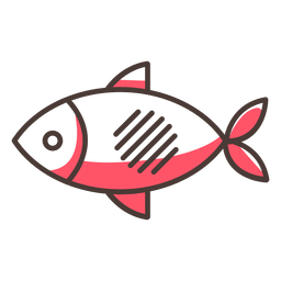 Fish stroke icon with shadows PNG Design