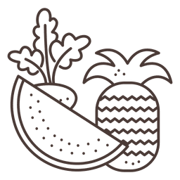Iconos de trazo de frutas Diseño PNG