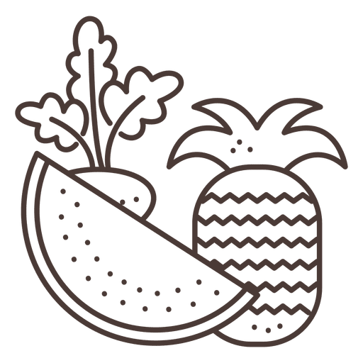 Früchte Strichsymbole PNG-Design