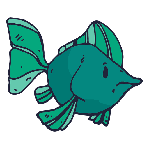 Green fish cartoon PNG Design