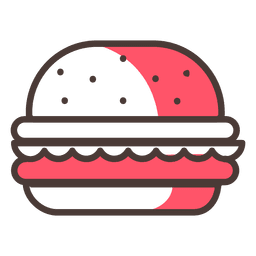 Hamburguer stroke icon with red shadow PNG Design