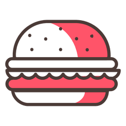 Ícone de traço de hambúrguer com sombra vermelha