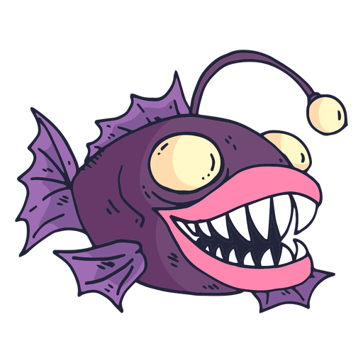 Purple fish cartoon PNG Design