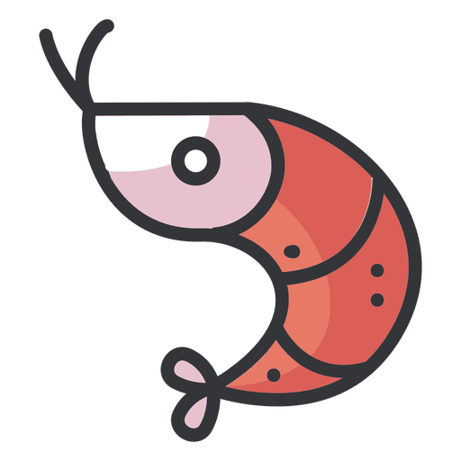 Icono de dibujos animados plana de camarones Diseño PNG