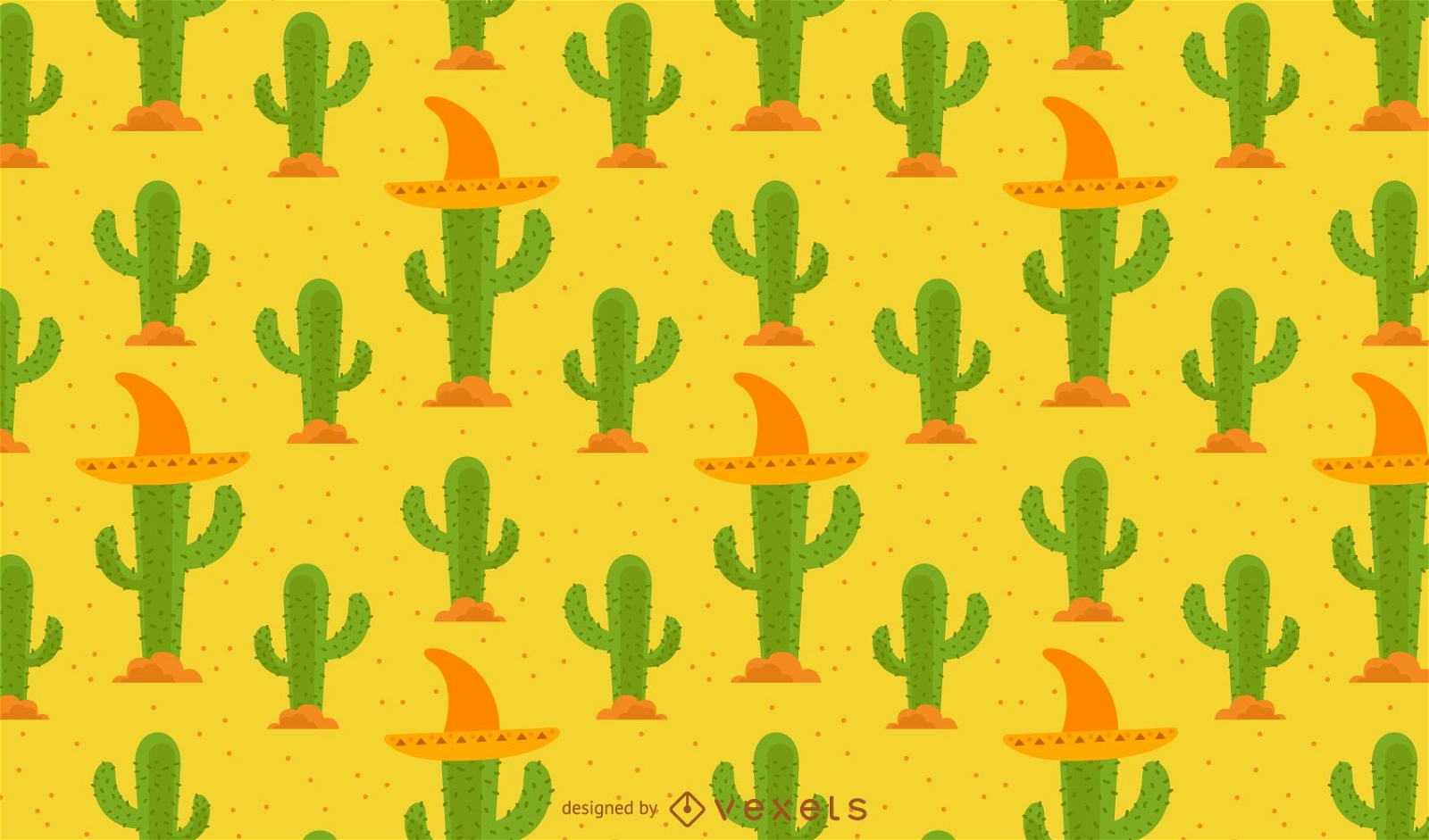 Cactus pattern with mexican hat
