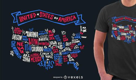 Diseño de camiseta con letras de Estados Unidos