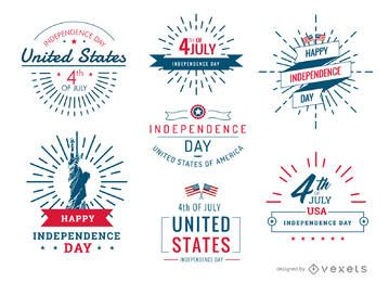 4 de julio conjunto de insignias y etiquetas de Estados Unidos