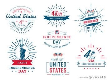 4th of July United Stated badges and labels set
