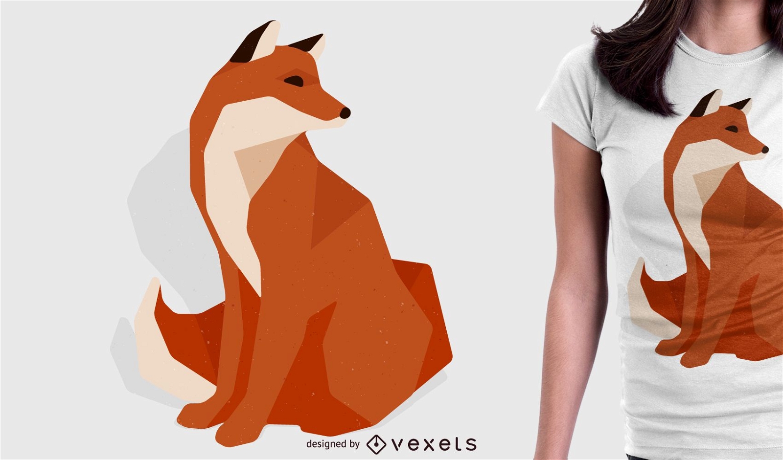Diseño de camiseta de zorro poligonal