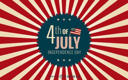 4th of July badge with starburst background