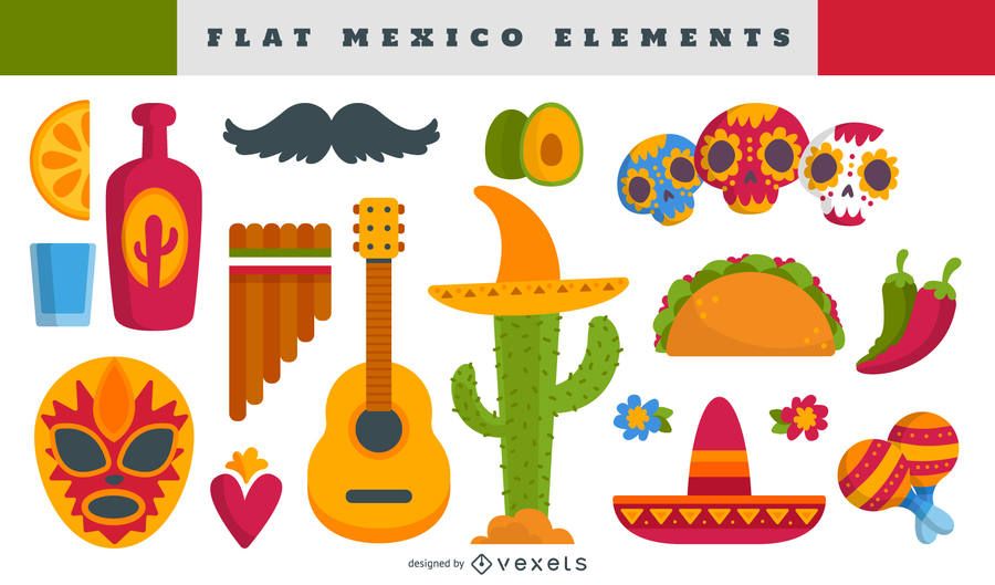 Mexican elements illustration set Mexican elements illustration set