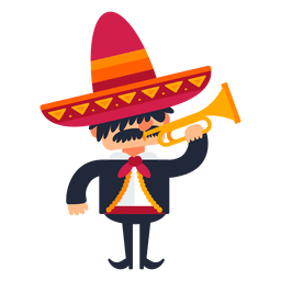 Mariachi tocando trompeta de dibujos animados Diseño PNG