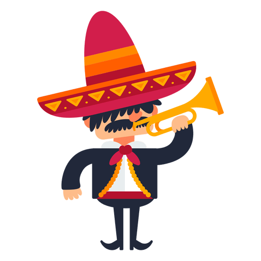 Mariachi jogando trompete dos desenhos animados Desenho PNG